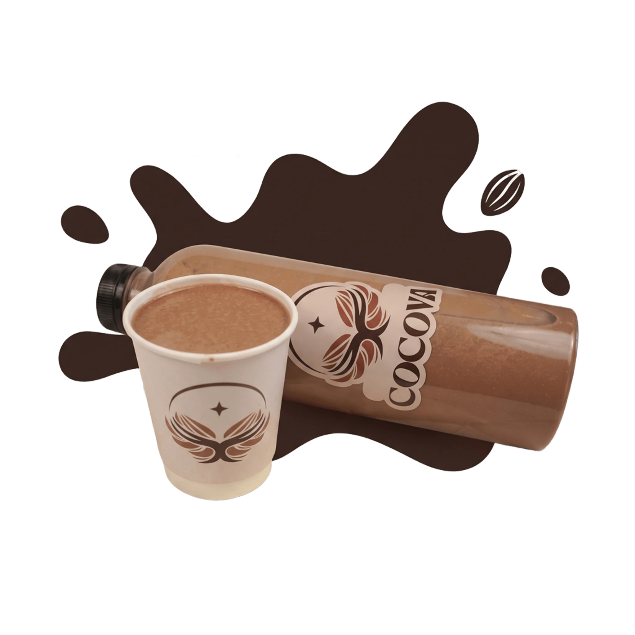 Signature thick cold cocoa poured fresh in Cocova cup